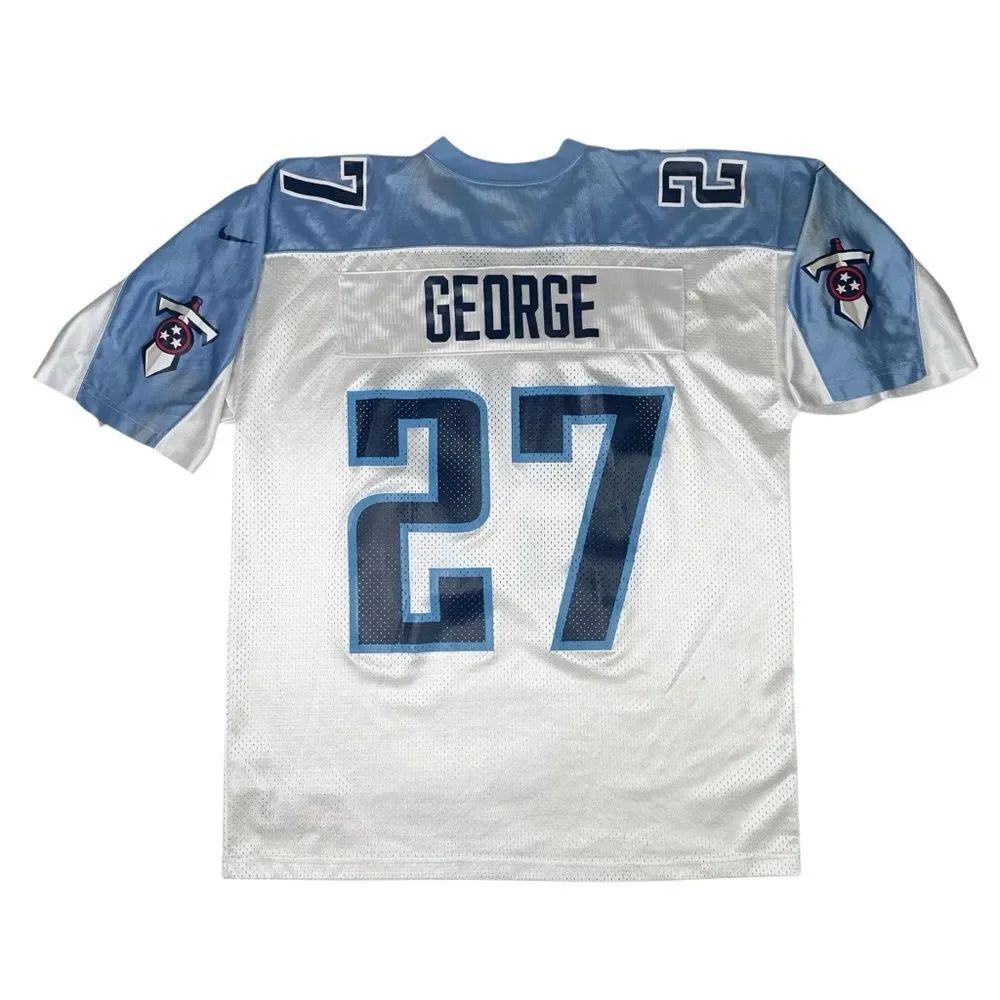 Vintage Nike Team Eddie George Tennessee Titans #27 Jersey Mens XL NFL Blue